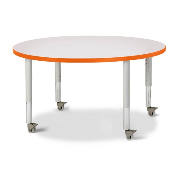 Jonti-Craft Berries Round Activity Table, 42 in. Diameter, Mobile, Freckled Gray/Orange/Gray 6468JCM114 - main